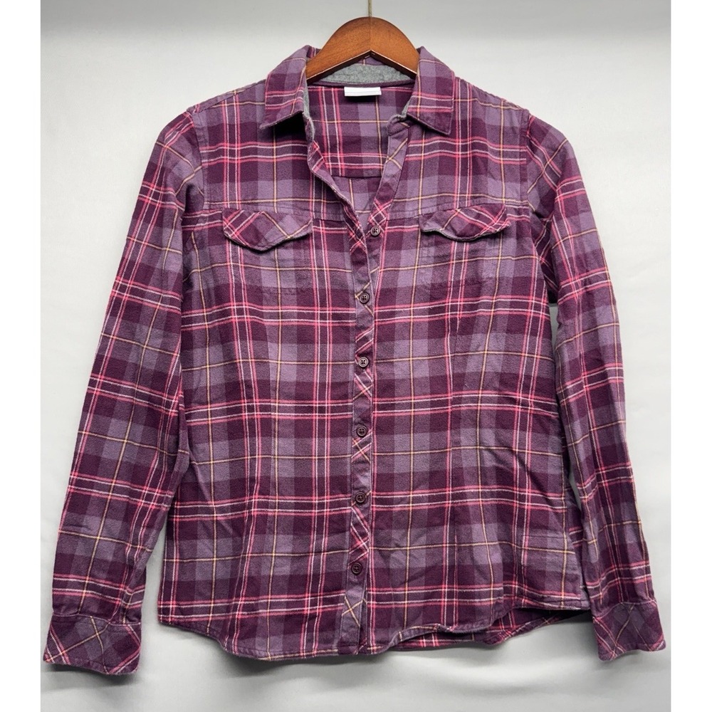 Ladies Columbia Flannel Small Plaid Purple Outdoors